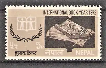 Briefmarke Nepal Mi.Nr. 274 ** Internationales Jahr des Buches 1972 / Schrifttafeln