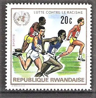 Briefmarke Ruanda Mi.Nr. 529 A ** Internationales Jahr gegen Rassendiskriminierung 1972 / Sport - Staffellauf