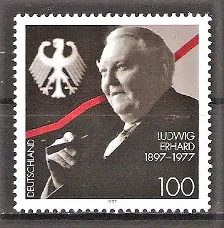 Briefmarke BRD Mi.Nr. 1904 ** Dr. Ludwig Erhard 1997 / Wirtschaftspolitiker (CDU) & 2. Deutscher Bundeskanzler