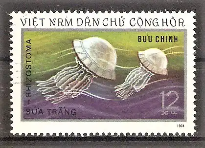 Briefmarke Vietnam Mi.Nr. 780 o Wurzelmundqualle (Rhizostoma sp.)