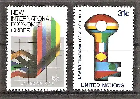Briefmarke Vereinte Nationen New York Mi.Nr. 340-341 ** Neue internationale Wirtschaftsordnung 1980 / Kompletter Satz !