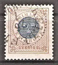Briefmarke Schweden Mi.Nr. 37 o Freimarke Kronen 1886 mit rückseitigem Aufdruck eines blauen Posthorns
