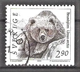 Briefmarke Schweden Mi.Nr. 1756 D o Wildtiere 1993 / Braunbär (Ursus arctos)
