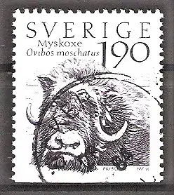 Briefmarke Schweden Mi.Nr. 1273 o Natur – Fauna und Flora der schwedischen Bergwelt 1984 / Moschusochse (Ovibos moschatus)