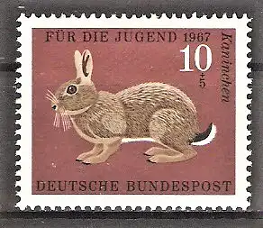 Briefmarke BRD Mi.Nr. 529 ** Pelztiere 1967 / Wildkaninchen (Oryctolagus cuniculus)