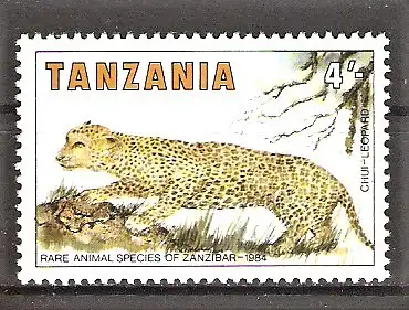 Briefmarke Tanzania Mi.Nr. 259 ** Tiere von Sansibar 1985 / Leopard (Panthera pardus)