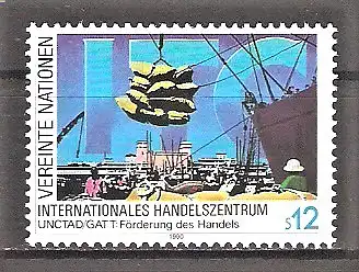 Briefmarke Vereinte Nationen Wien Mi.Nr. 98 ** Internationales Handelszentrum (ITC) 1990 / Frachthafen