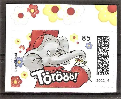 Briefmarke BRD Mi.Nr. 3679 ** (Selbstklebend aus Folienblatt) Benjamin Blümchen 2022 / Elefant Benjamin Blümchen