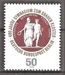 Briefmarke Berlin Mi.Nr. 472 ** 400 Jahre Gymnasium zum Grauen Kloster 1974 / Athene und Hermes