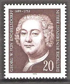 Briefmarke Berlin Mi.Nr. 464 ** 275. Geburtstag von Georg Wenzeslaus von Knobelsdorff 1974 / Baumeister und Maler