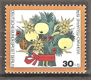 Briefmarke Berlin Mi.Nr. 481 ** Weihnachten 1974 / Weihnachtlicher Strauß