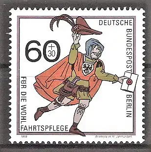 Briefmarke Berlin Mi.Nr. 852 ** Postbeförderung 1989 / Briefbote im 15. Jahrhundert