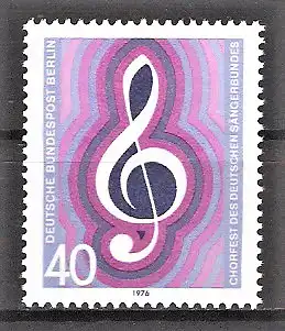 Briefmarke Berlin Mi.Nr. 522 ** Chorfest des Deutschen Sängerbundes in Berlin 1976 / Violinschlüssel