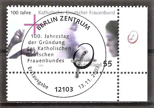 Briefmarke BRD Mi.Nr. 2372 o ESST Berlin - Bogenecke unten rechts - 100 Jahre Katholischer Deutscher Frauenbund 2003