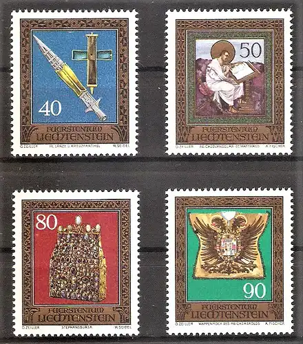 Briefmarke Liechtenstein Mi.Nr. 673-676 ** Reichskleinodien aus der Schatzkammer der Wiener Hofburg 1977 / Kompletter Satz !