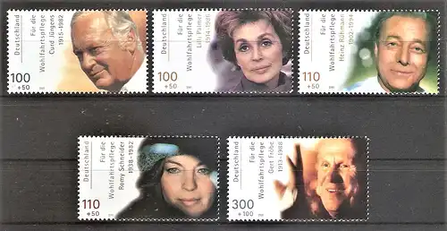 Briefmarke BRD Mi.Nr. 2143-2147 ** Deutsche Filmschauspieler 2000 / Kompletter Satz !
