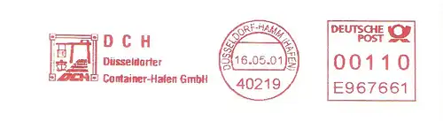 Freistempel E967661 Düsseldorf-Hamm (Hafen) - DCH Düsseldorfer Container-Hafen (Abb. Schiff an Containerverladestelle) (#3078)