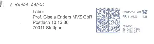 Freistempel 4D1314188E Stuttgart - Labor Prof. Gisela Enders (#3099)