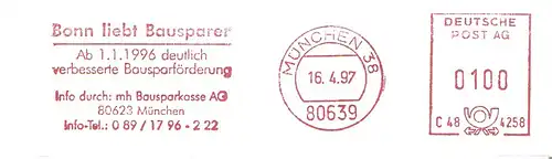 Freistempel C48 4258 München - mh Bausparkasse / Bonn liebt Bausparer (#3105)