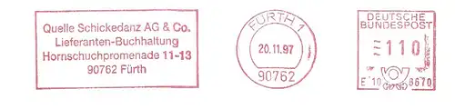 Freistempel E10 8670 Fürth - Quelle Schickedanz AG / Lieferanten-Buchhaltung (#3123)