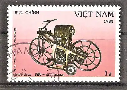 Briefmarke Vietnam Mi.Nr. 1573 o 100 Jahre Motorräder 1985 / Motorrad von 1895
