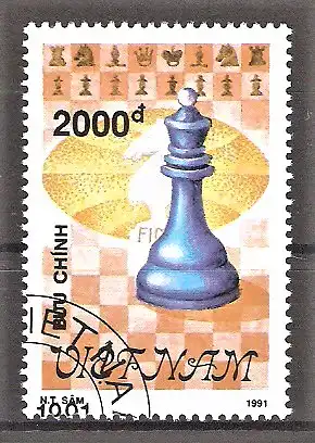 Briefmarke Vietnam Mi.Nr. 2369 o Schach 1991 / Schachfigur "Dame"
