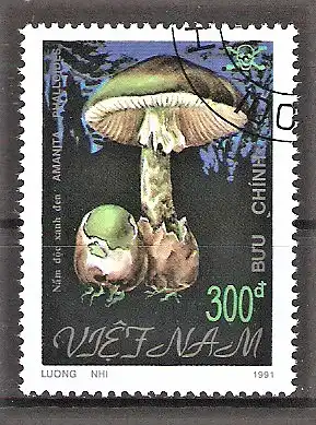 Briefmarke Vietnam Mi.Nr. 2276 o Giftpilze 1991 / Grüner Knollenblätterpilz (Amanita phalloides)