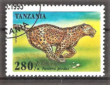 Briefmarke Tanzania Mi.Nr. 2215 o Afrikanische Raubtiere 1995 / Leopard