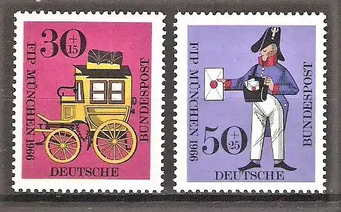 Briefmarke BRD Mi.Nr. 516-517 ** Kongress des Internationalen Philatelistenverbandes (FIP)München 1966 / Kompletter Satz !