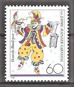 Briefmarke BRD Mi.Nr. 1349 ** 150 Jahre Mainzer Karneval 1988 / Der Bajass mit Laterne