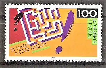 Briefmarke BRD Mi.Nr. 1453 ** 25 Jahre Wettbewerb „Jugend forscht“ 1990