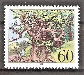 Briefmarke BRD Mi.Nr. 1356 ** 200. Geburtstag von Joseph von Eichendorff 1988 / Dichter