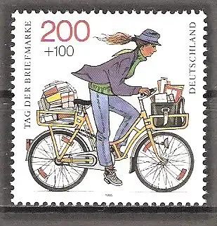 Briefmarke BRD Mi.Nr. 1814 ** Tag der Briefmarke 1995 / Postzustellerin auf Fahrrad