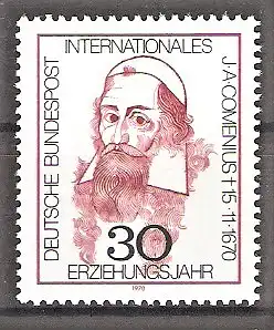 Briefmarke BRD Mi.Nr. 656 ** 300. Todestag von Johann Amos Comenius 1970 / Tschechischer Geistlicher und Pädagoge