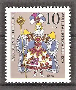 Briefmarke BRD Mi.Nr. 655 ** Weihnachten 1970 / Engel - Krippenfigur aus dem Ursulinerinnenkloster Innsbruck