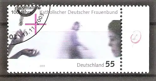 Briefmarke BRD Mi.Nr. 2372 o Seitenrand rechts - 100 Jahre Katholischer Deutscher Frauenbund 2003 / Frauen, Hände, Kreuz