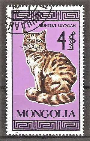 Briefmarke Mongolei Mi.Nr. 1907 o Katzen 1987 / Rassekatze