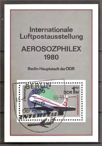 Briefmarke DDR BLOCK 59 o (Mi.Nr. 2520) ESST BERLIN / 25 Jahre INTERFLUG / Internationale Luftpostausstellung AEROSOZPHILEX 1980