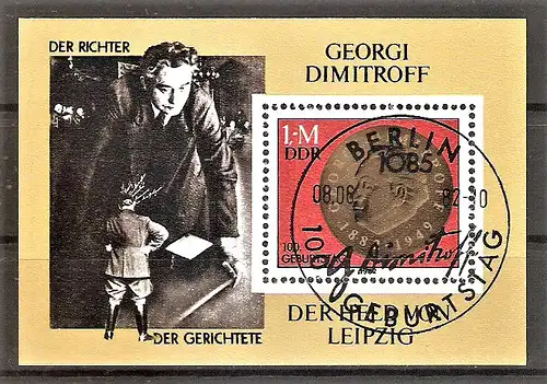 Briefmarke DDR Block 68 o (Mi.Nr. 2708) ESST BERLIN / 100. Geburtstag von Georgi M. Dimitrow 1982 - Bulgarischer Politiker
