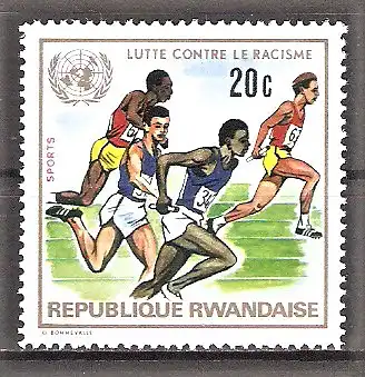 Briefmarke Ruanda Mi.Nr. 529 A ** Internationales Jahr gegen Rassendiskriminierung 1972 / Sport - Staffellauf