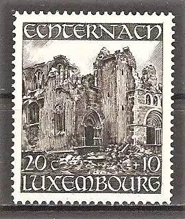 Briefmarke Luxemburg Mi.Nr. 417 ** Wiederaufbau der St.-Willibrord-Abtei in Echternach 1947 / Ruinen der Abtei