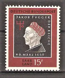 Briefmarke Saar Mi.Nr. 445 ** 500. Geburtstag von Jakob Fugger 1959