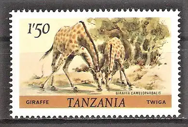 Briefmarke Tanzania Mi.Nr. 168 ** Tiere 1980 / Giraffe (Giraffa camelopardalis)