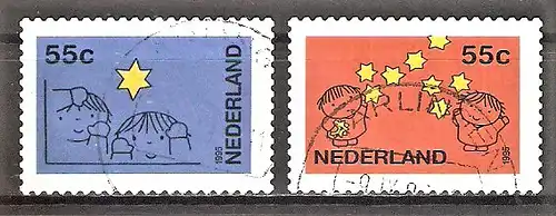 Briefmarke Niederlande Mi.Nr. 1561-1562 o Dezembermarken 1995 / Junge und Mädchen, Sterne / Kompletter Satz !