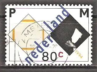 Briefmarke Niederlande Mi.Nr. 1499 o 50. Todestag von Piet Mondrian 1994 / Gemälde "Komposition mit gelben Linien"