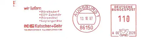 Freistempel A06 3528 Augsburg - K+G Kutscher+Gehr / wir liefern Bürobedarf EDV-Zubehör Büromöbel Kopiergeräte (#3065)