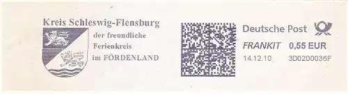 Freistempel 3D0200036F Schleswig-Flensburg - Der freundliche Ferienkreis im Fördenland (Abb. Wappen) (#3059)