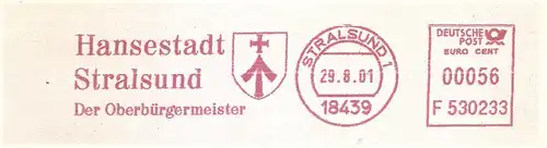 Freistempel F530233 Stralsund - Hansestadt Stralsund - Der Oberbürgermeister (Abb. Wappen) (#3055)