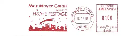 Freistempel F76 1935 Griesbach i Rottal - Max Mayer GmbH wünscht Frohe Festtage (#3037)