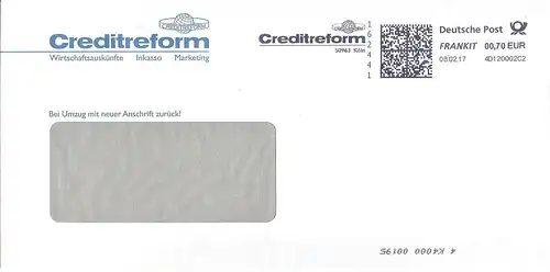 Freistempel 4D120002C2 Köln - Creditreform - Wirtschaftsauskünfte Inkasso Marketing (#AFS36)